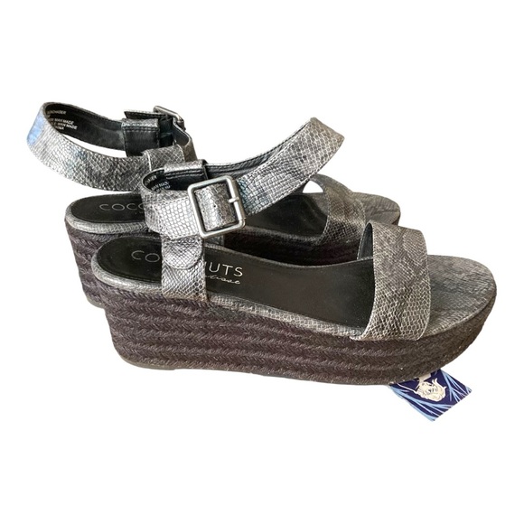 Coconuts by Matissee Sunchaser Wedge Platforms Grey/Black Snake Print Si… - Picture 6 of 8